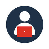 Pictogram user with laptop