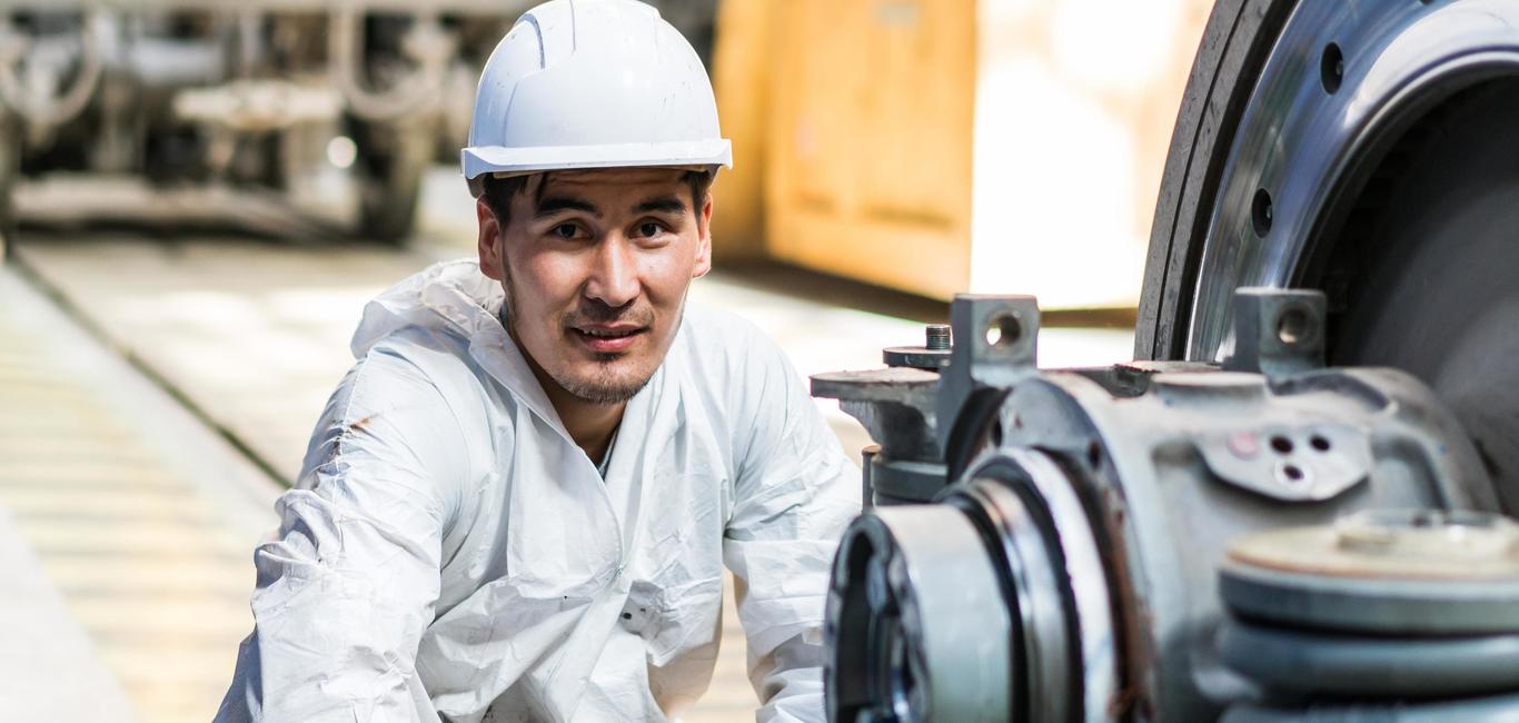 Copyright: ALSTOM SA 2023. Nurbek Zhantileu EKZ employee working at site in Kazakhstan