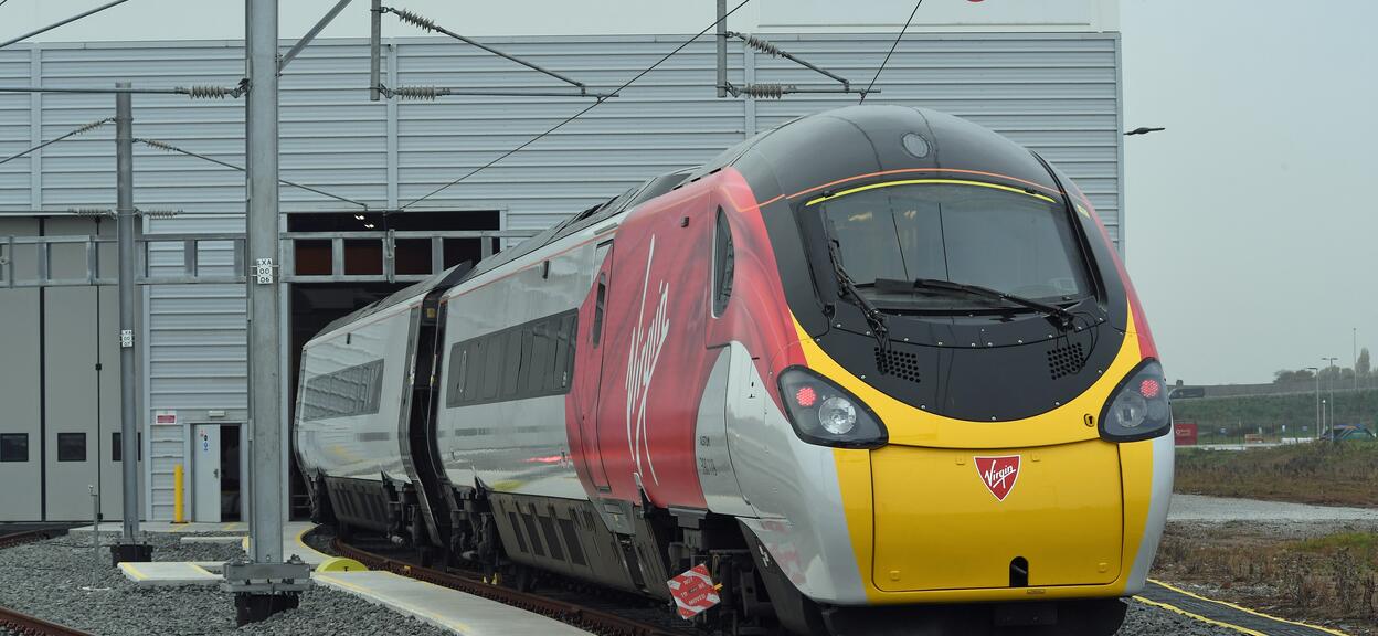 Freshly painted Pendolino 25 in Widnes UK 