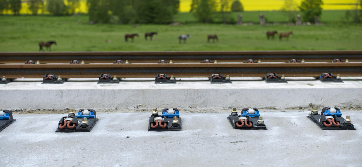 Artistic image of the new Ballastless Track, mainline slab track, Gisors, France, 2013