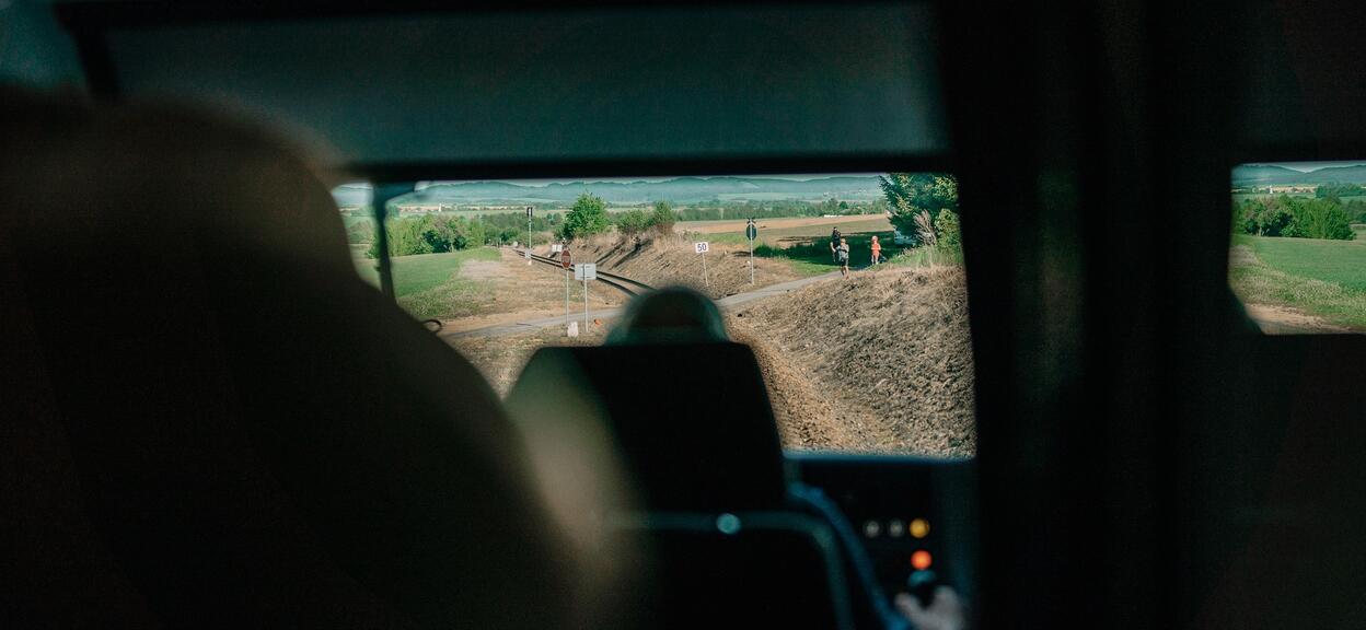 Czechia Hydrogen Railshow Trainspotters around track May 2022.jpg