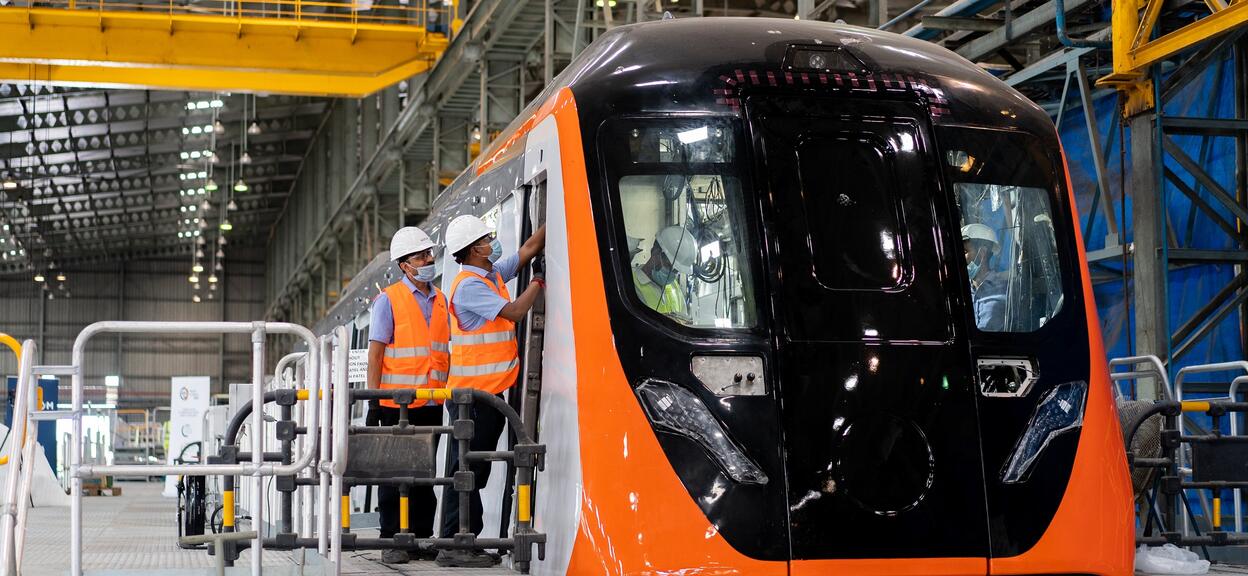 Movia Metro train at Savli site India