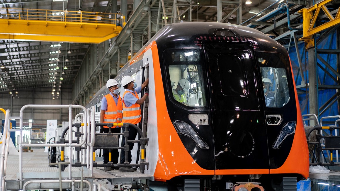 Copyright Alstom Movia Metro train at Savli site India