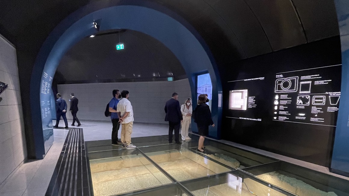 thens Line 3 Extension - Piraeus National Theatre station with ancient artefacts