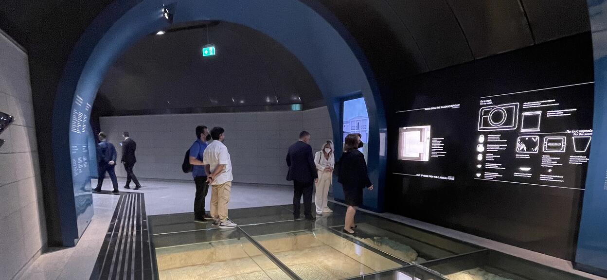 thens Line 3 Extension - Piraeus National Theatre station with ancient artefacts