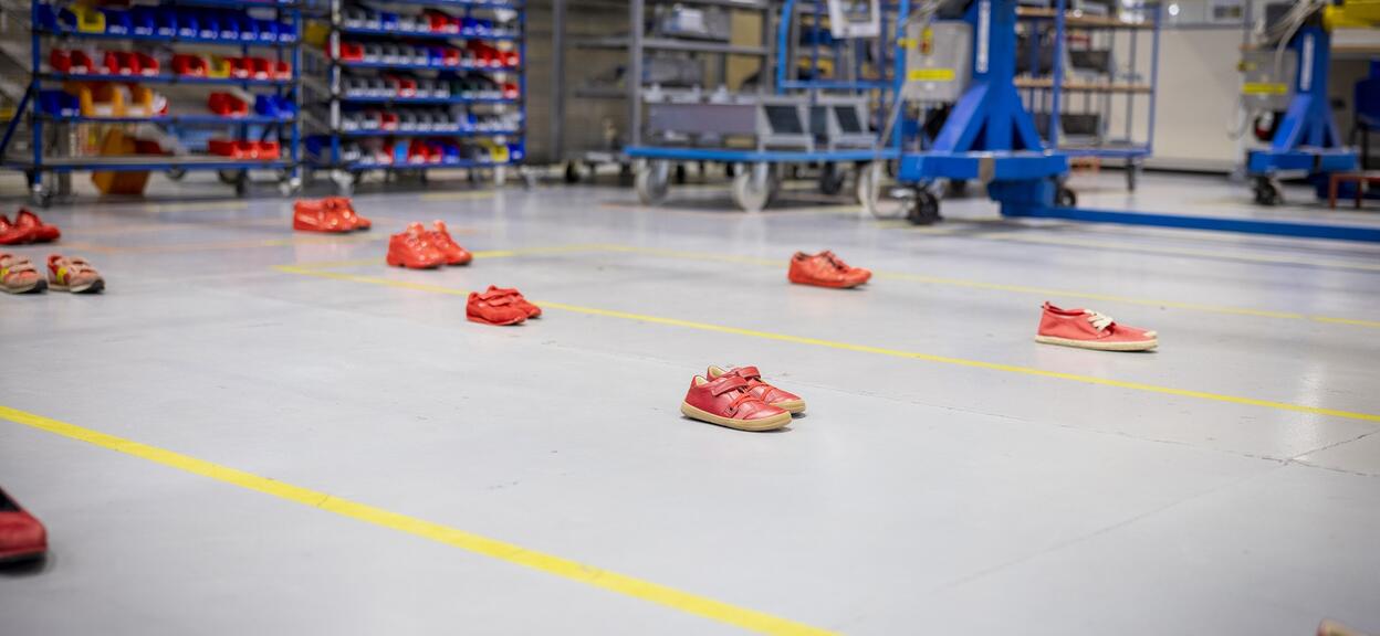 Red shoes installation Italy November 2022 Sesto site