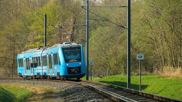 What do hydrogen trains emit?