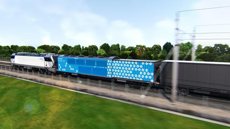 Hydrogen fuel cell generator wagon for freight trains
