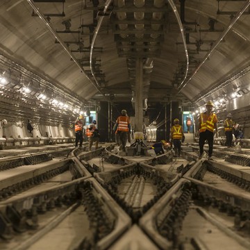 Alstom employees work on signalling, Hong Kong