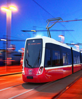 The Flexity tram from Alstom in operation in Vienna