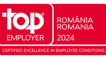 top EMPLOYER ROMANIA 2024 - CERTIFIED EXCELLENCE IN EMPLOYEE CONDITIONS