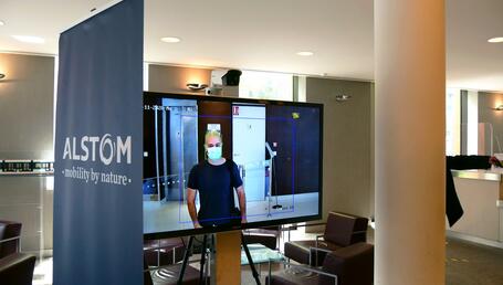 COVID temperature measurement in Saint-Ouen Headquarters