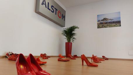 Red shoes installation Italy November 2022 Bari site