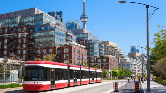 TTC streetcar in downtown Toronto