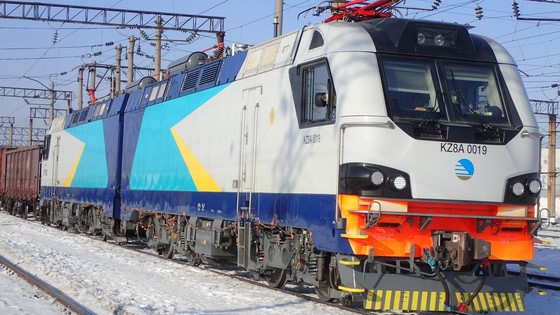 Prima T8 locomotives running in winter in Baku, Azerbaijan