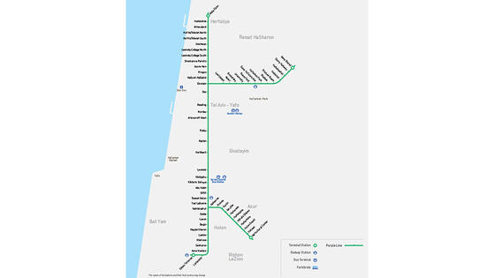 Tel Aviv Green Line Tramway Route