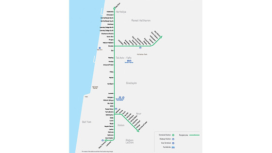 Tel Aviv Green Line Tramway Route