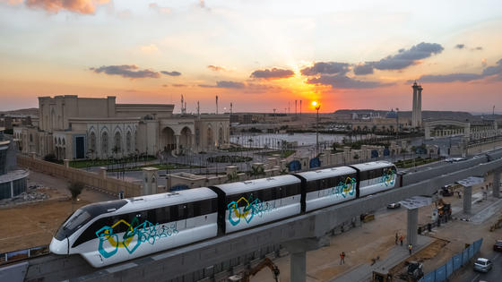 Alstom Monorail on top of a bridge in Cairo, Egypt