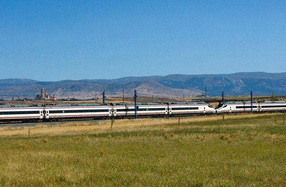 Alstom Pendolino train running in Spain