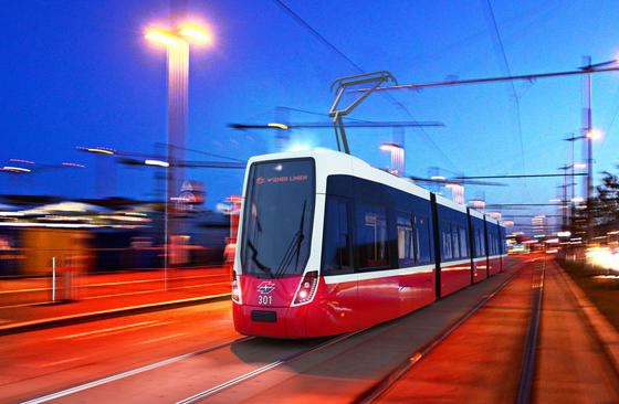 The Flexity tram from Alstom in operation in Vienna