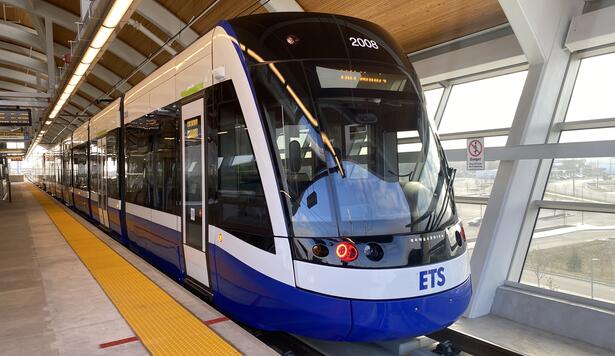 Edmonton Valley Line Southeast LRT in station