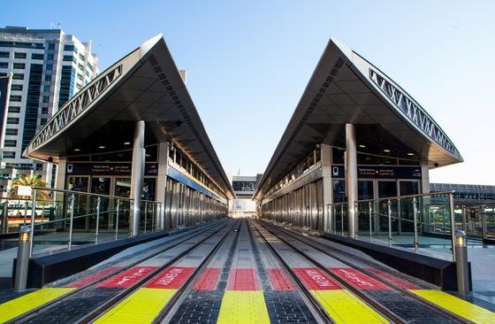 Dubai Marina station. Artistic image. View on the APS system