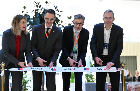 Cutting of ribbon at Vasteras innovation site opening in Sweden