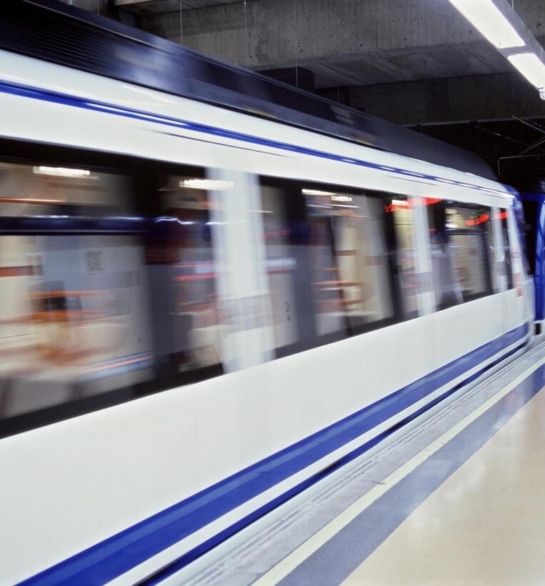 Metro car in Madrid moving