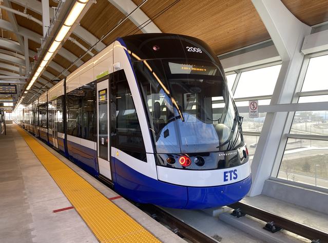 Edmonton Valley Line Southeast LRT in station