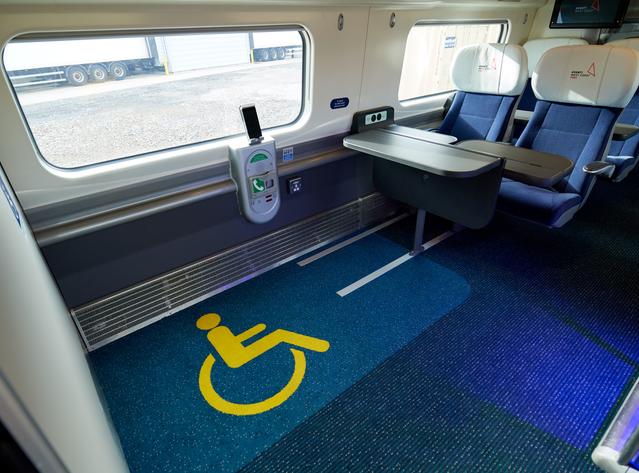 Accessibility area in a refurbished Avanti West Coast high-speed train
